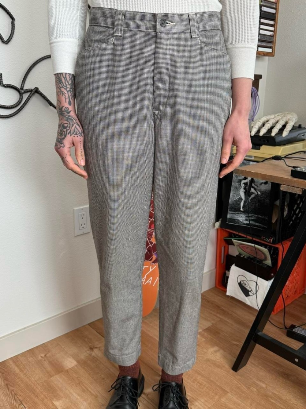 Vintage 80s 90s Lee Houndstooth High Waisted Tapered Slacks ~ Size Medium